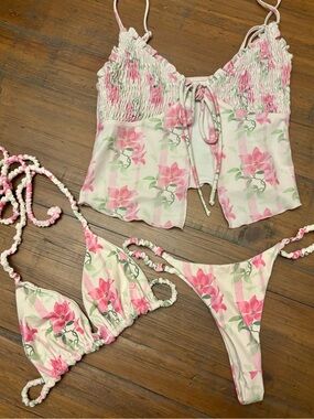 Frankie’s bikinis 3 piece tiger lily bikini set